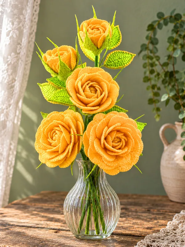 Crochet golden celebration rose