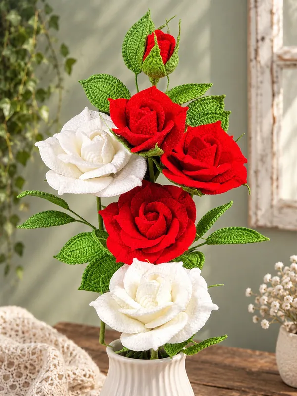 Crochet hybrid tea rose
