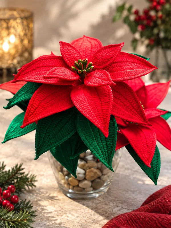 Crochet poinsettia