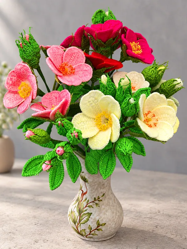 Crochet rugosa rose